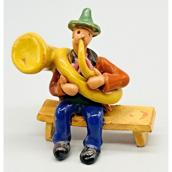 Vintage Redware Polka Band Musician Figurines Beer Tuba Trumpet Accordion Czech - Picture 13 of 16